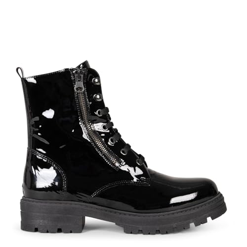 MILITAR – Botas militares de mujer NEGRO CHAROL, EU 35