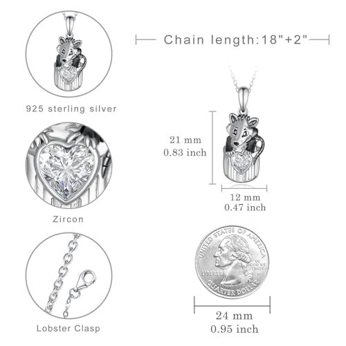 Opossum Necklace 925 Sterling Silver Possum Gifts Cute Animals Jewelry Gifts for Women4