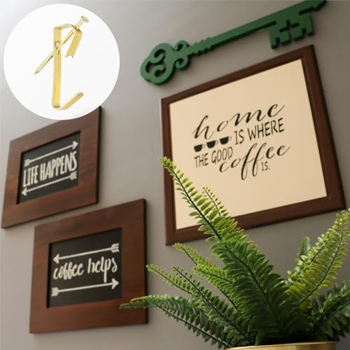 Image of uxcell 20Pcs Photo Frames Hanger Hooks, 30 Lb Frame Hooks with Nails Metal Wall Mount Album Picture Hanging Clips for Hanging, Clocks on The Wall, Gold