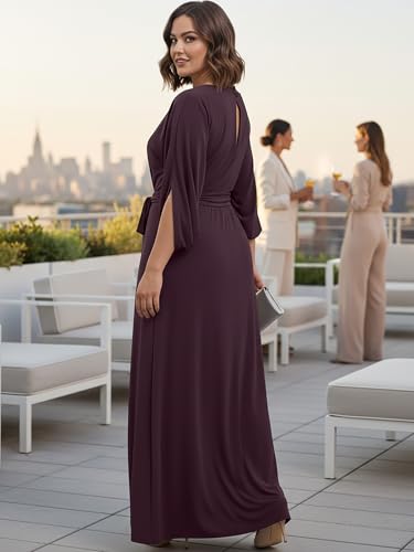 Image of KOH KOH Womens 2026 Flowy Formal Batwing Sleeve Evening Casual Gown