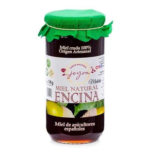 Miel Cruda, 100% Miel Pura de Abeja. 16 Variedades Atipicas de Producción Limitada, APICULTURA ESPAÑOLA. Natural Sin Pasteurizar, Conservan Enzimas y Antioxidantes. (1KG, Mielato de Encina)