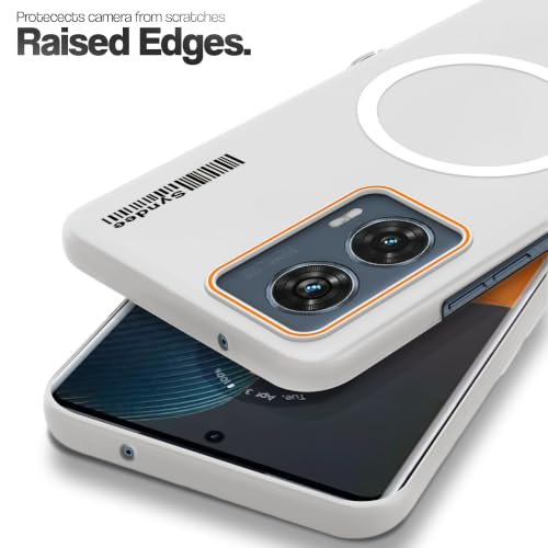 Image of Mr. Case Back Cover for Motorola Moto Edge 50 Fusion 5G Sleek Frosted Translucent Back Only Compatible with Wireless Magnetic Accessories | Anti-Scratch Shockproof Phone Case - White