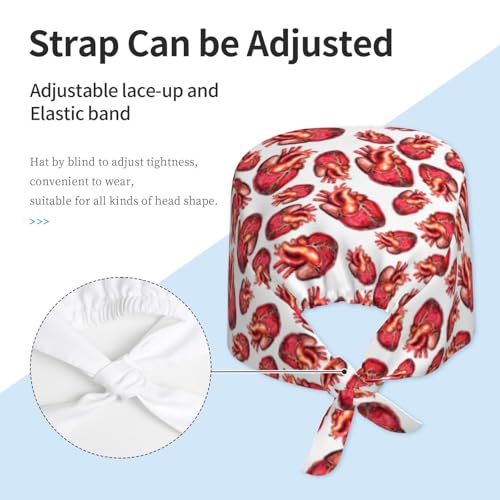 Image of Working Cap Scrub Cap with Sweatband Adjustable Unisex Women Tie Back Hat Nurse Surgical Caps