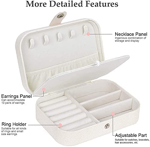Image of KRISHYAM Travel Jewelry Case, Mini Jewellery Box, Portable Jewelry Box Display Storage Case, Bangle Box, Jewellery Organizers, Storage Boxes for Rings & Earrings (White)