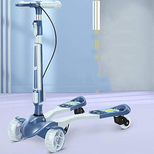 CYGJ Aleación de Acero con Alto Contenido de Carbono Patinete Camuflaje con 4 luz LED Intermitente Ruedas de PU,Azul Plegable Patinete Slider para Niños Mayores, Adolescentes, Adultos Pequeños