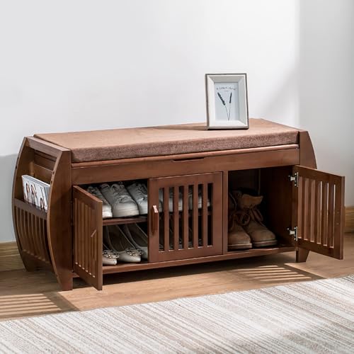 Banc de Rangement pour Chaussures en Bois Massif Rustique - 6