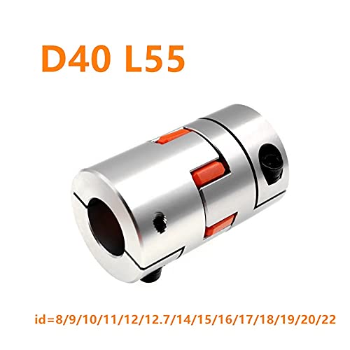 SUOFEILAIMU-PHONE CASE Metal Coupler Flexible Coupler D40 L55 Shaft CNC Jaw Shaft Coupling Id=8 9 10 11 12 12.7 14 15 16 17 18 19 20 22mm (Inner Diameter : Note d1 x d2)