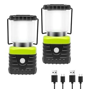 2Packs LED Camping Lantern Rechargeable 1000LM, 4500mAh Power Bank, IP44 Waterproof Lantern Flashlight for Hurricane Emergency, Hiking
