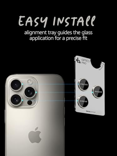 Image of Lensarmor Compatible with iPhone 16 Pro Max Natural Titanium Camera Lens Protector (2-Pack) - OEM-Color 9H Tempered Glass, Anti-Scratch, Precision Fit with Alignment Frame