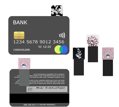 SimpleTabs, Credit Card Tabs, Wallet Organizer, Long Nail Grabber, Arthritis Tool, Card Puller, Personalized Gift Design, Remove and Reuse, 5 Pull Tabs per Set (Mini SimpleTabs, Melody)