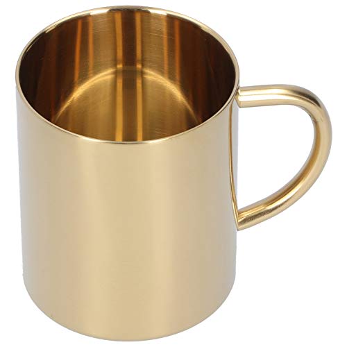 UPQRSG Doppelwandiger Edelstahlbecher, 400 Ml Reise Campingbecher, Metall Kaffeetasse, Teetasse, 304 Edelstahl Doppelschicht Anti Verbrühungs Kaffee, Tee und Wasserbecher mitGriff(Gold)