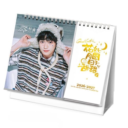 逆愛 卓上カレンダー 2026-2027年 1冊2年 実用性 応援グッズ 梓渝 田栩寧 両面プリント 置物 カレンダー 写真集 裏記事格 予定表 卒業記念品 文房具 事務用品 新年 子供 誕生日 プレゼント (B) [並行輸入品]のサムネイル
