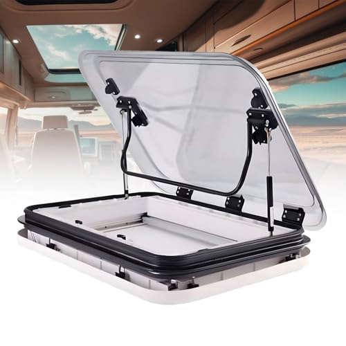 SHEUAO Lanterneau Caravane,Hublot De Toit pour Camping-Car,Découpe 500/700/800 X 500 MM, Trappe De Fenêtre De Toit pour Caravane avec Éclairage LED,Cadre Aluminium Léger,500 * 500mm