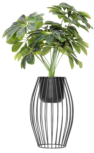 Image of Black Decorative Wire Planter Pot with Stand Indoor Outdoor Plant Stand with Planter Pot Home & Decor