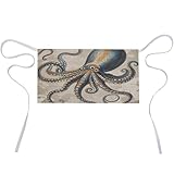 VstaDank Retro Octopus Server Aprons with 3 Pockets Durable Adjustable Half Aprons Fashion Oil&Waterproof Waist Apron Premium Oxford Cloth Chef Apron for Women And Men
