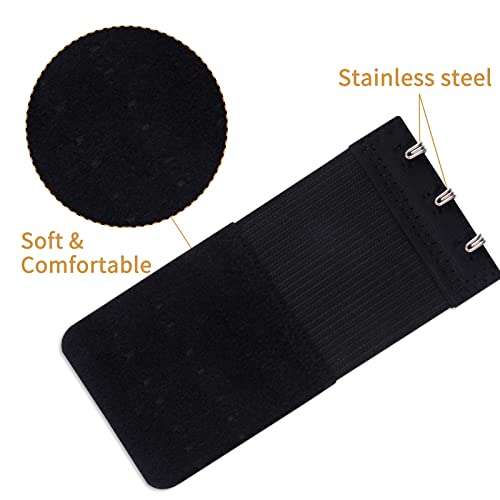 Yolev 3 Pieces Women's Bra Extenders Women's Stretchy Bra Extension Strap 3 Hooks 3 Rows Elastic Bra Band Hook3