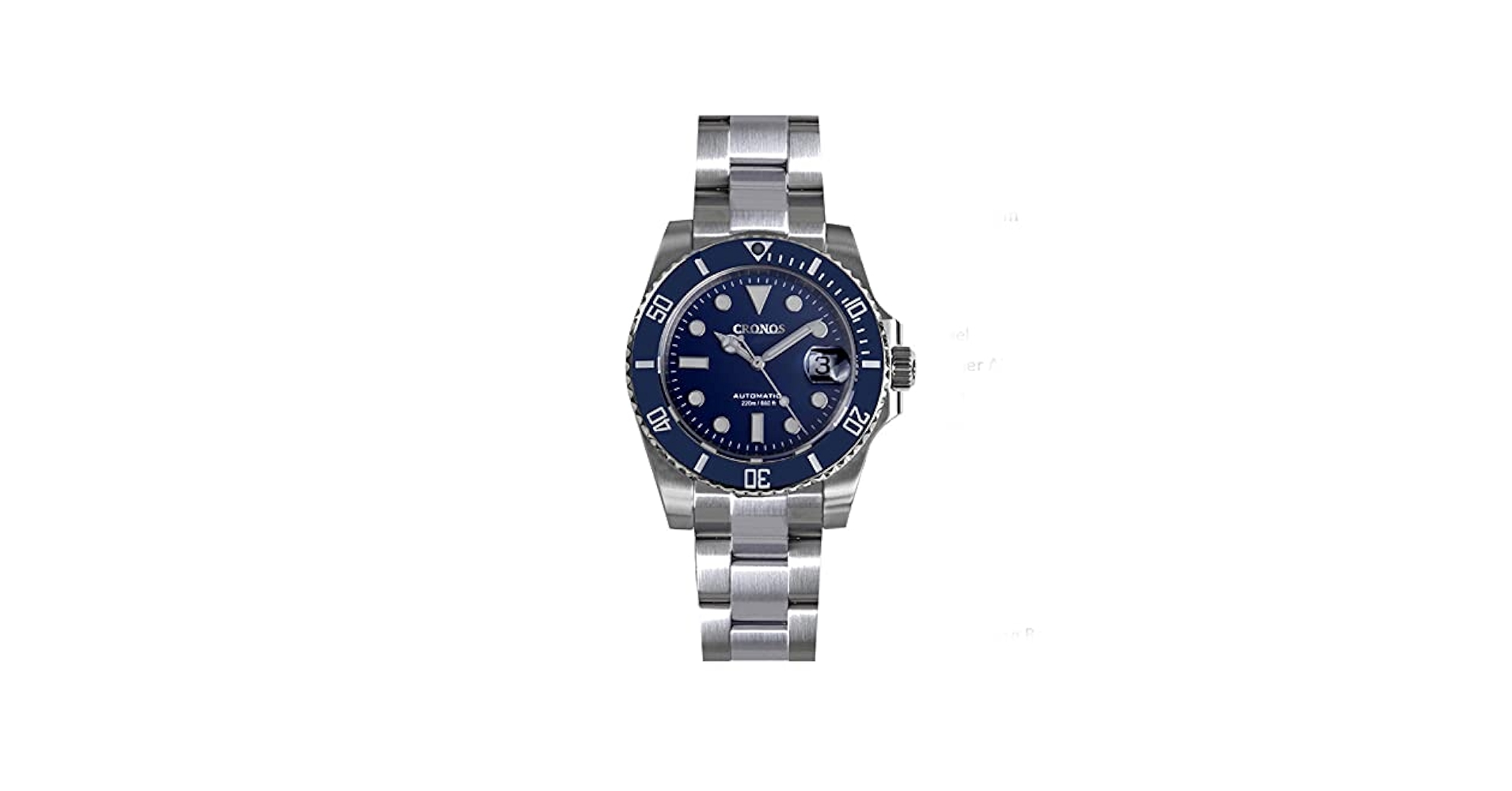 クロノス　【BLACK×BLUE】 Cronos Sub-Diver Luxury Men's Watches Stainless Steel