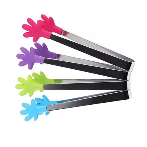 Gadpiparty 4 piezas Pinzas de Cocina de Silicona Coloridas para Ensalada y Buffet Diseño Antideslizante con Dientes Dentados Versátiles para Azúcar Hielo y Aperitivos para Barbacoa y Uso