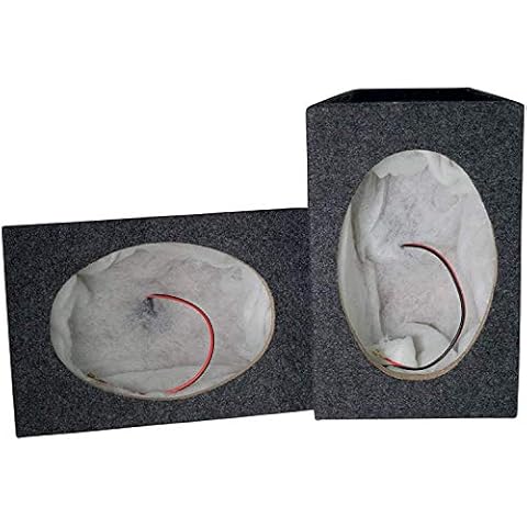 Stinger Select 6'' x 9'' Car Audio Speaker Enclosure (One Pair) - For Hatchback Installations 15mm MDF Construction - Superior Deep Bass Execution - Grey & Black Carpet Cover