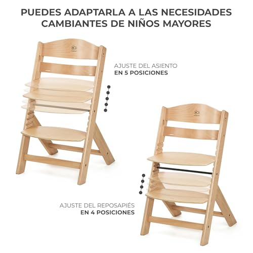 Miniatura 6 de Kinderkraft ENOCK Trona bebé de Madera + Hamaca Bebé CALMEE, portatil, para niños, Silla alta Infantil, Evolutiva, Ergonómica, Barrera y Bandeja, Gris