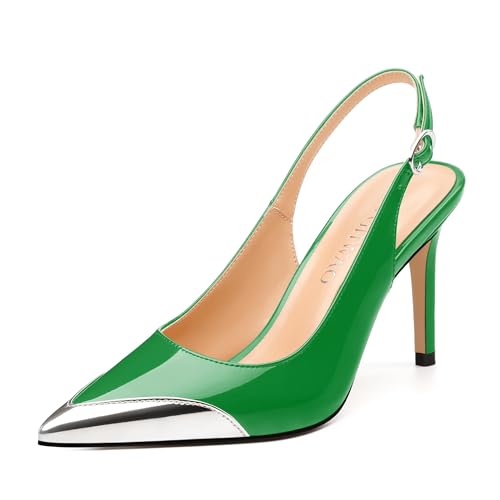 Women's Slingback Pumps, Two Toned Patchwork Pointed Toe High Heels, Slip On Fashion Buckle Daily Working Party Shoes