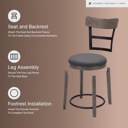 Signature Design by Ashley 1-Piece Swivel Counter Height Bar Stool, Gray - image 5