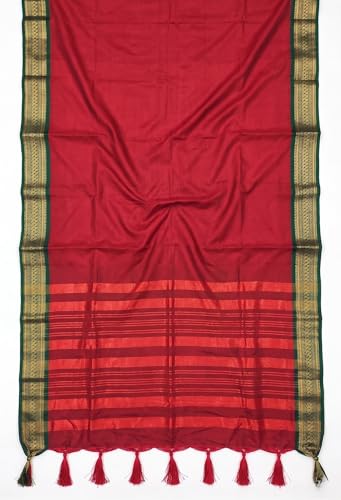 Image of SUPERLAXMI Womens Narayana Pattu Narayanpeth Cotton Silk Saree with unstitched blouse