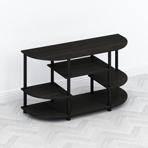 Image of Furinno TOMI TV Stand, Corner Entertainment Center, TV Console for TV up to 46 Inch, with Shelves, Easy Assembly, for Living Room, Bedroom, Espresso