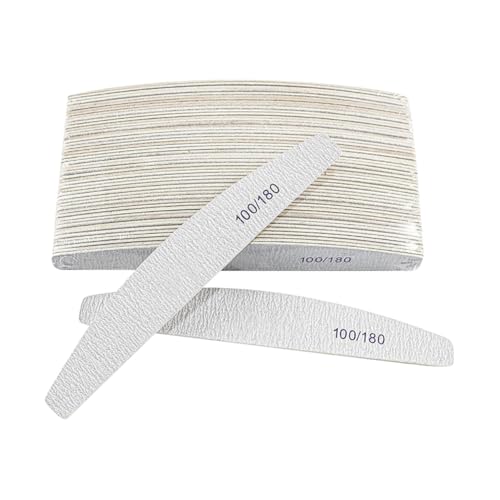 Lot de 20 limes à ongles fines - Grandes limes à ongles - Double face - Lime à ongles professionnelle - Outil de manucure et pédicure - Grain 100 ou 180 - Pour la maison - Gris 1