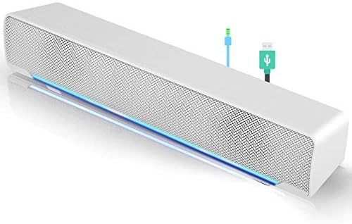 Speaker, Mini Speaker, USB Speaker PC Stereo Lightweight Wired LED Soundbar Speaker, Soundbar Soundbox, 3.5mm Audio Jack Compatible with PC Computer Tablet TV for Office Home Home Theater