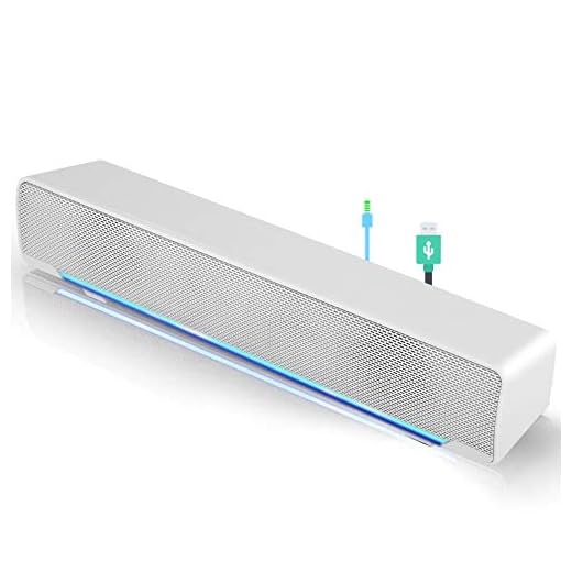 Alto-falante, mini alto-falante, alto-falante USB, estéreo, leve, com fio, barra de som, caixa de som soundbar, conector de áudio de 3,5 mm compatível com PC, computador, tablet, TV para escritório,