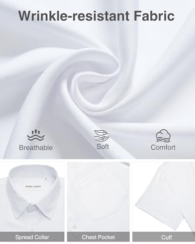 Image of Alimens & Gentle Mens Linen Shirts Short Sleeve Button Down Shirts Wrinkle Free Casual Vacation Beach Summer Tops