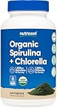Nutricost Organic Spirulina + Chlorella (3,000mg) 360 Tablets - USDA Organic, 1,500mg Spirulina, 1,500mg Chlorella, Vegan, GMO-Free, Gluten-Free, 60 Servings
