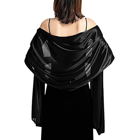 Minetom Elegant Braut Schal Stola Schal für Kleider Retro Umschlagtücher Bolero Schal Wraps für Abendkleid Party Hochzeit B Schwarz Einheitsgröße Cover