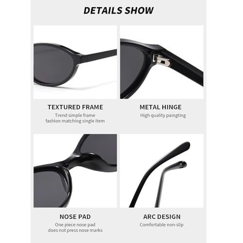 Oval Sunglasses for Women Men Chic Cat Eye Sunglasses 90s Sunnies Lightweight Trendy Sun Glasses4