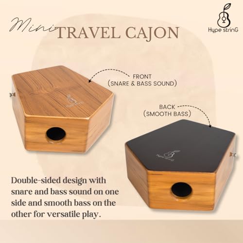 Image of Hype String Mini Travel (Double-Sided) Cajon || Made of Solid Teak Wood With Cover Bag and Strap