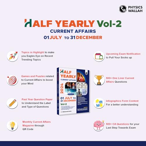 Image of PW Half Yearly Current Affairs Magazine Vol 2 July to December 2024 English Edition By Mohammed Aasim Sir | For SSC, Banking, Teaching, Railway, ... Competitive Exams [Paperback] Mohammed Aasim