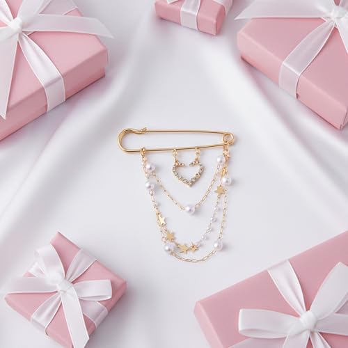 Image of Number 5 Lapel Brooches and Pins, Designer Brooches for Women Vintage Gold Pins and Brooch Imitating Pearl Rhinestone Brooch Pin Fashion Lapel Pin for Wedding Banquet Jewelry Gift