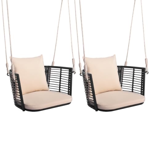 Image of Tangkula 2 Pack Outdoor Hanging Porch Swing with Cushions, Single Person