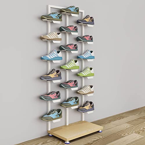 YHQZNLXQ Doppelseitiges Metall-Präsentationsregal für Basketballschuhe – Vielseitiges Verkaufsregal für Geschäft, Schrank, Flur und Eingangsbereich – Maximiert die Sichtbarkeit und Elegante