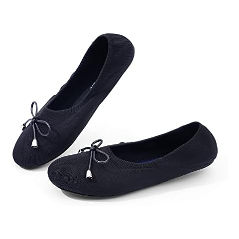 SANGEESON Women's Ballet Flats - Round Toe Slip on Comfort Dress Shoes, Black, 8 Cover