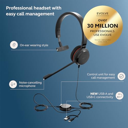 Oreillette Jabra Evolve 20 SE USB-C pour corriger les micros flous - 2