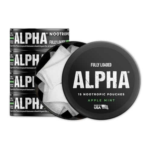 Image of Fully Loaded Alpha Nootropic Pouches (Apple Mint) - 5 Cans - 15 Pouches per can - Effective Nootropic Delivery, Nic Pouch Replacement - Faster Absorption, Alpha GPC, L-Tyrosine, GABA