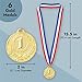 Juvale 6-Pack 1st Place Winner Gold Medals for All Ages, Participation Awards with 15.5-Inch Red, White, and Blue Ribbon for Sports, Tournaments, Competitions (Metal, 2 in)