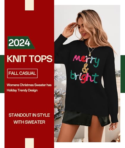 Image of MARZXIN Women Sweater Merry Christmas Pullover Holiday Sweatshirts Tops