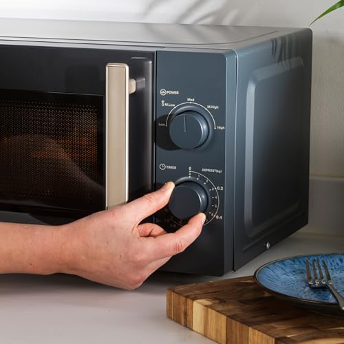 Salter Marino Microwave – 20 Litre Solo Microwave Oven, 950W, Compact, 5 Power Levels, Defrost Function, 35 Minute Timer, Manual Dial Control, 25.5 cm Glass Turntable, Easy Clean, Blue Grey - Image 5