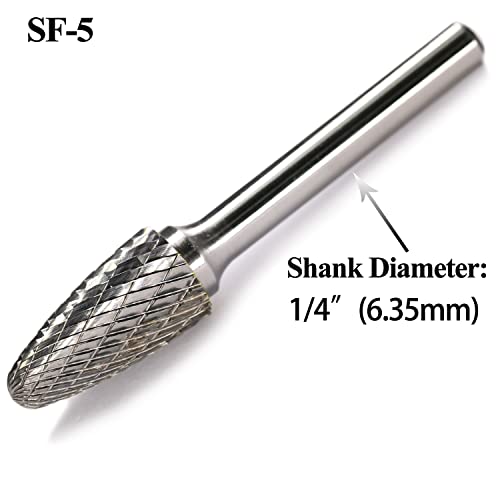 Asieg Tool SF-5 Tungsten Carbide Burr Rotary File Tree Shape Radius End Shape Double Cut thumb #1