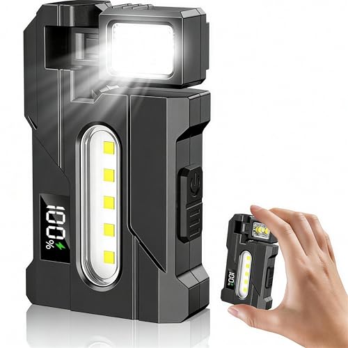 LETOUR led ワークライト 作業灯 マグネット付き 充電式 小型 270°角度調整可 整備ライト 残量表示 軽量67g 修理 工事 自動車整備 夜間作業 アウトドア 停電 緊急用