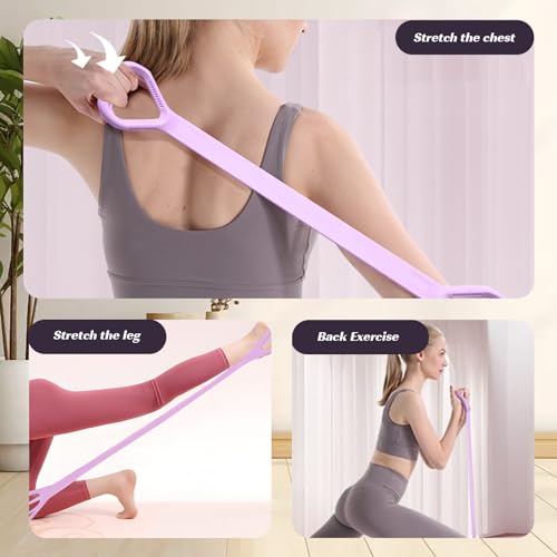 Resistance Band, Figure 8 Fitness Resistance Bands for Exercise Bands, Workout Bands Resistance for Women with Handles, Stretch Bands for Physical Therapy, Yoga, Pilates-Purple - Image 5