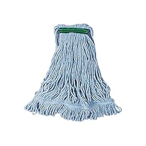 Rubbermaid Commercial Products Super Stitch Blend Mop Head Replacement, 1-Inch Headband, Blue, Heavy Duty Industrial Wet Mop for Floor Cleaning Office/School/Stadium/Lobby/Restaurant